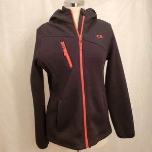 CB Black Hood Jacket with Red Zippers EUC Sz M
